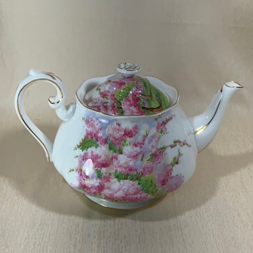 Royal Albert Blossom Time Teapot with Green and Pink Accents - Picture 16 of 16